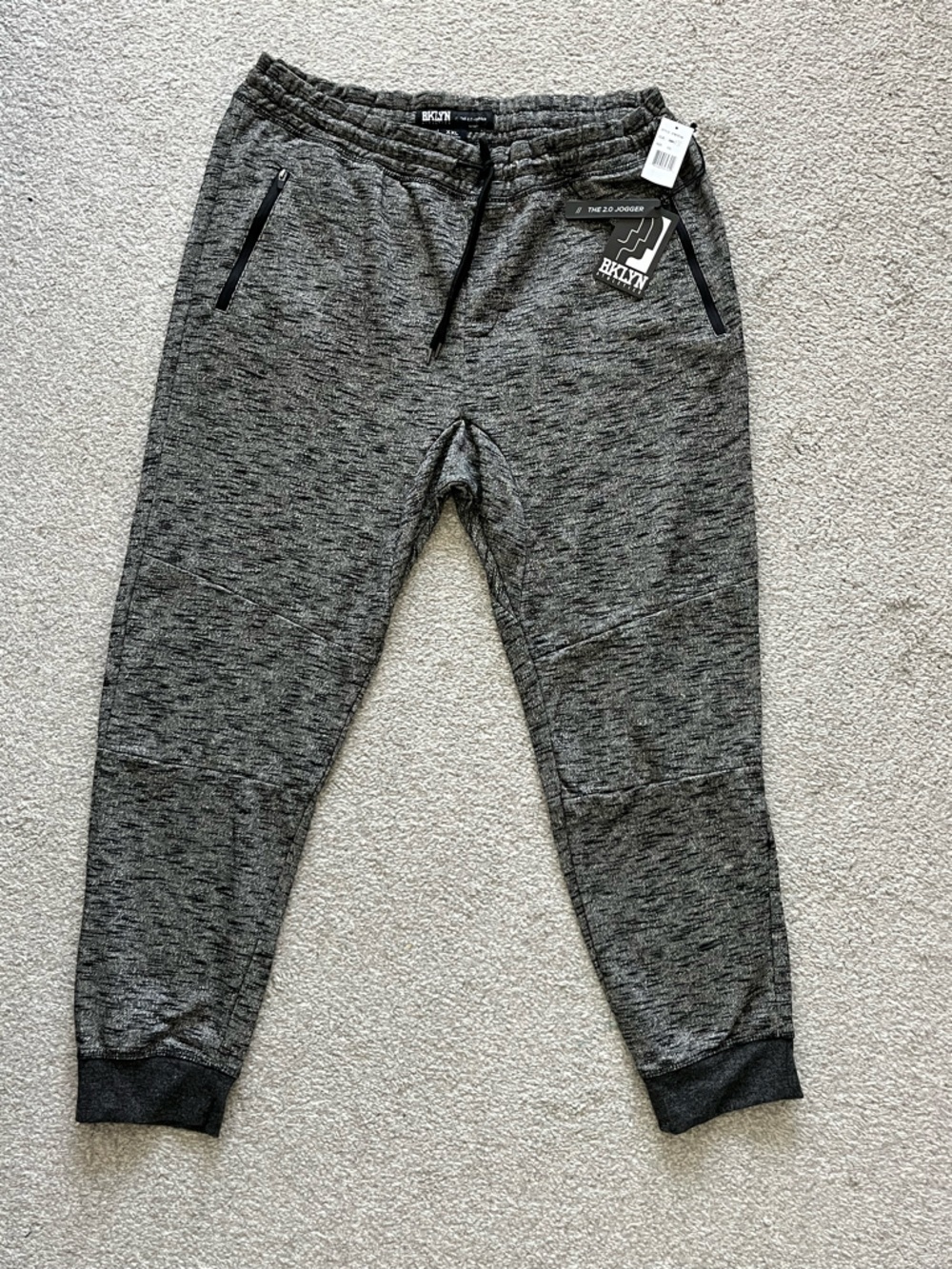 NWT BKLYN Athletics Mens Gray and Black Joggers Size XXL